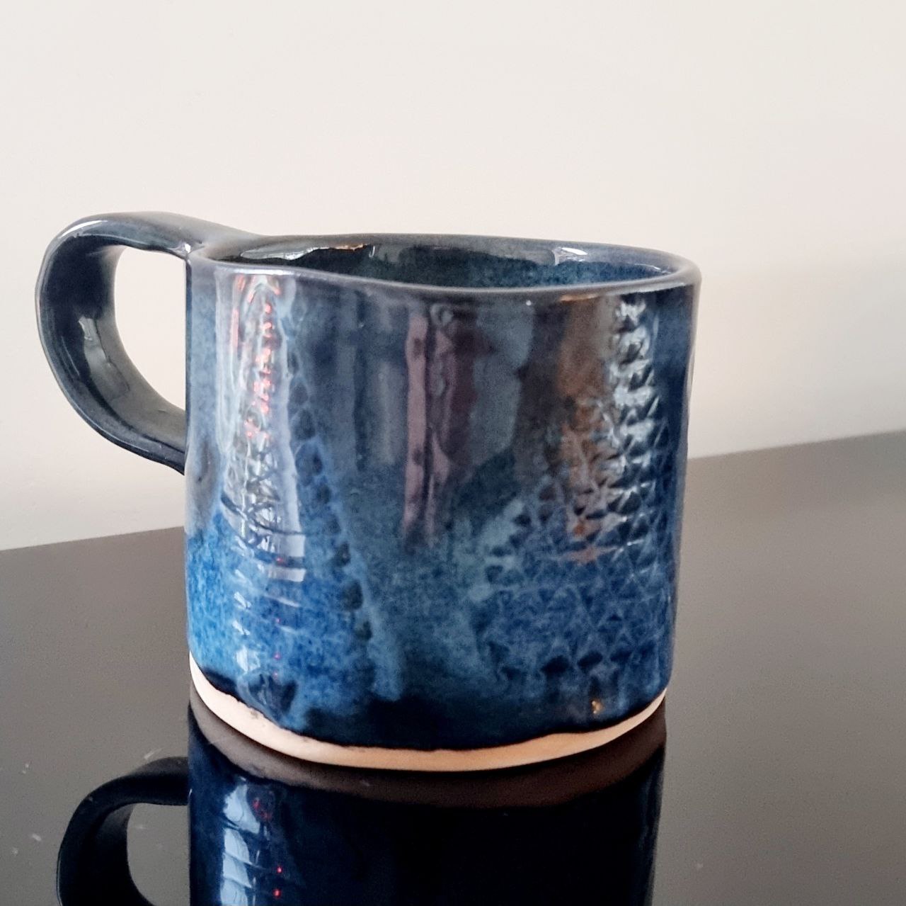 Blue Marbled Ceramic Mug with Christmas vibe